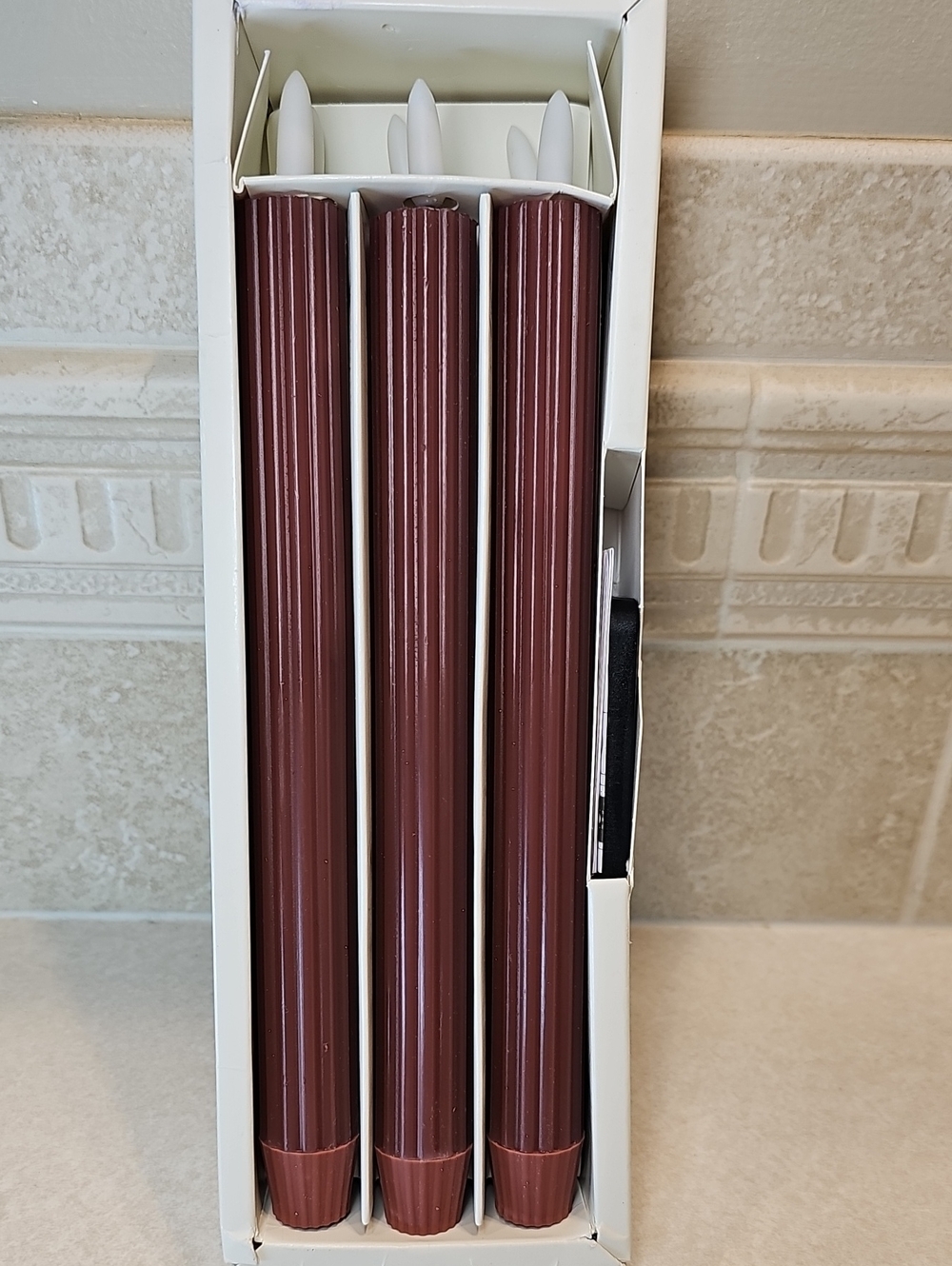 6pk. Ribbed Flameless LED Taper Candles - Red Hearth & Hand™ with Magnolia - Picture 4 of 5
